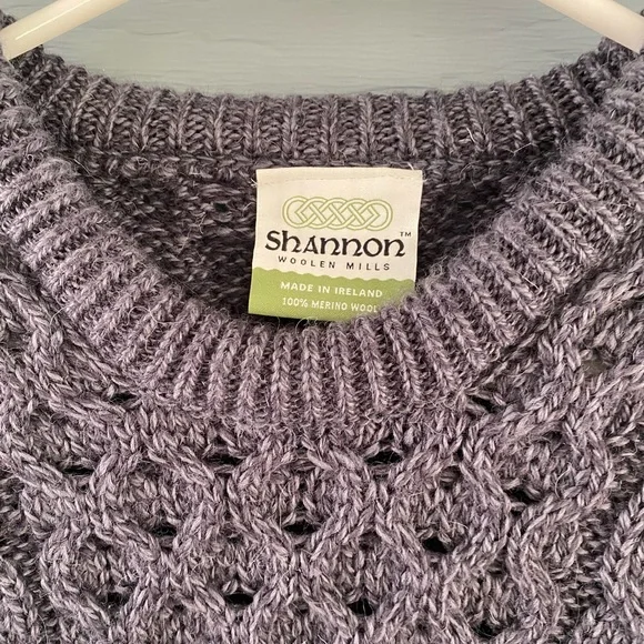 Shannon Woolen Mills Merino Wool Cardigan Sweater XL Charcoal Ireland Fisherman - Picture 1 of 3